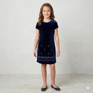 SWAT Vintage Velour Kids Dress in Deep Blue
